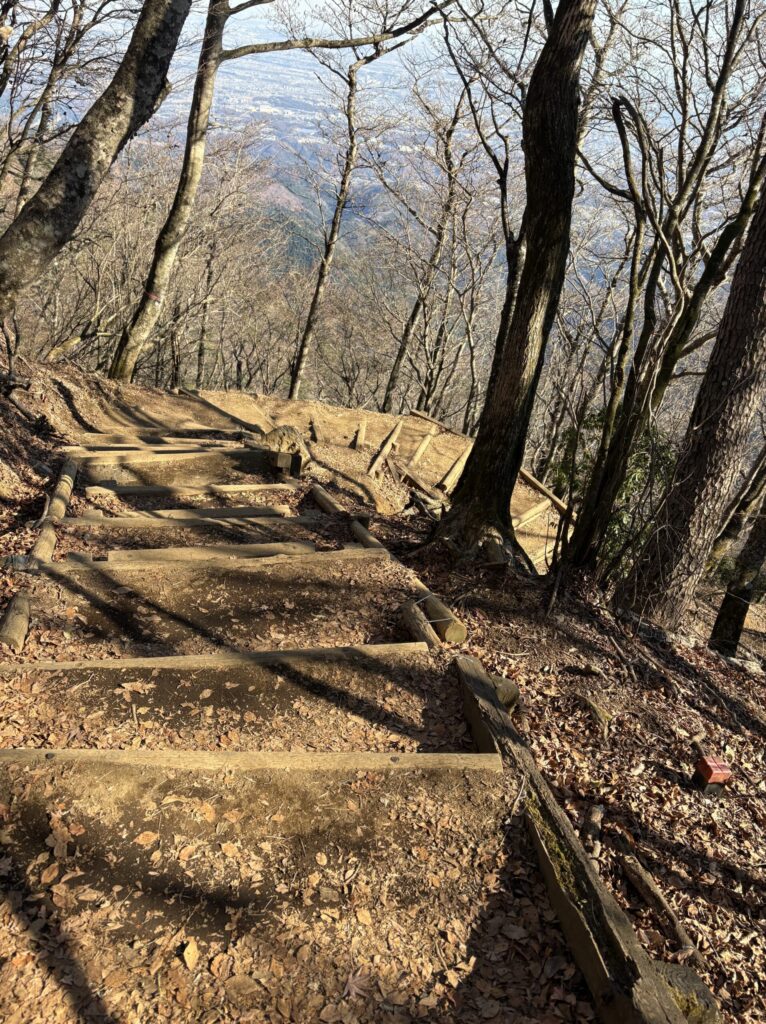 山頂から見晴台方面へ続く登山道